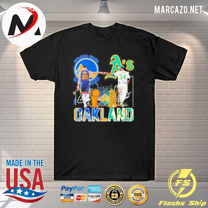 Curry golden state warriors and stewart oakland athletics oakland signatures shirt