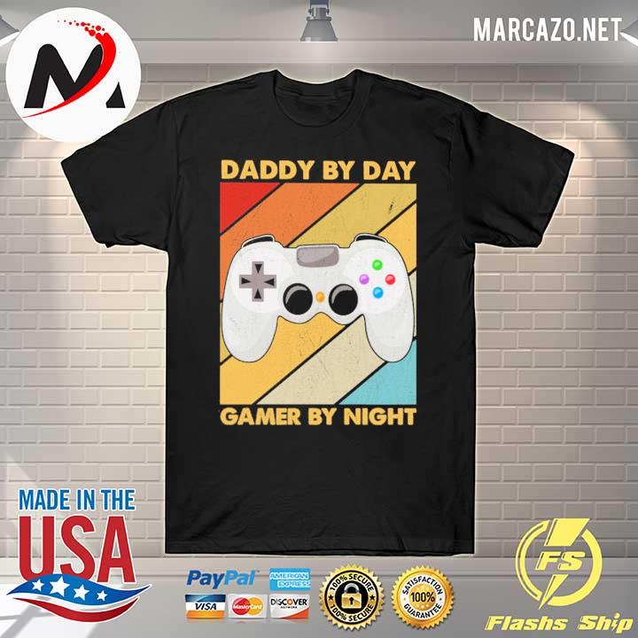 Daddy By Day Gamer By Night Vintage Retro Shirt