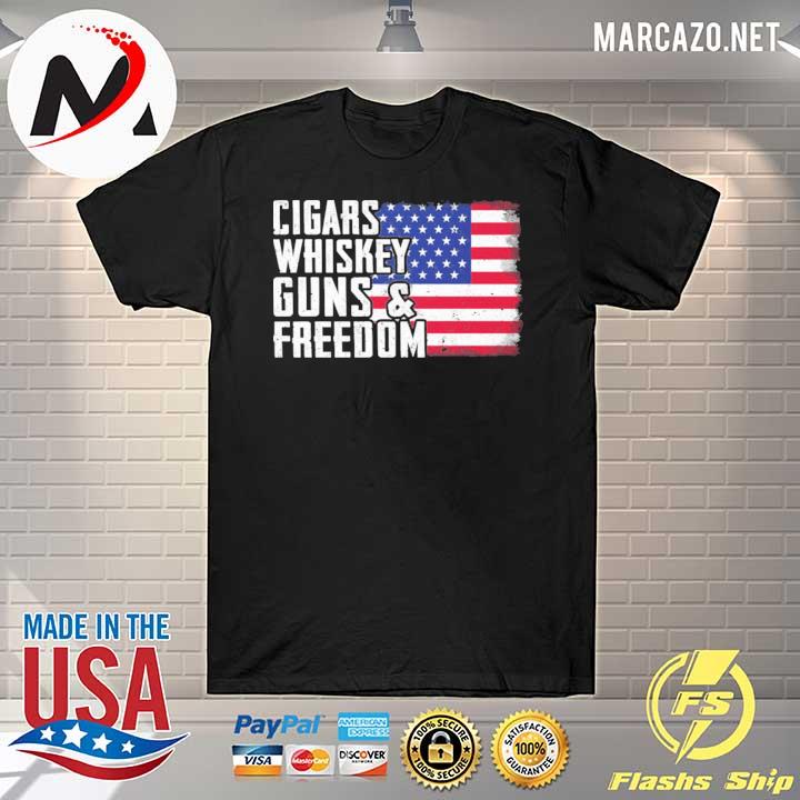 American flag cigars whiskey guns and freedom shirt