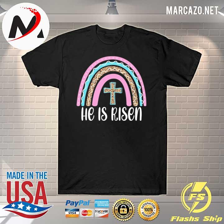 Rainbow he risen christian easter shirt