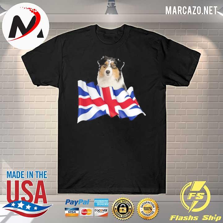 Union Jack Flag Dog Australian Shepherd Shirt