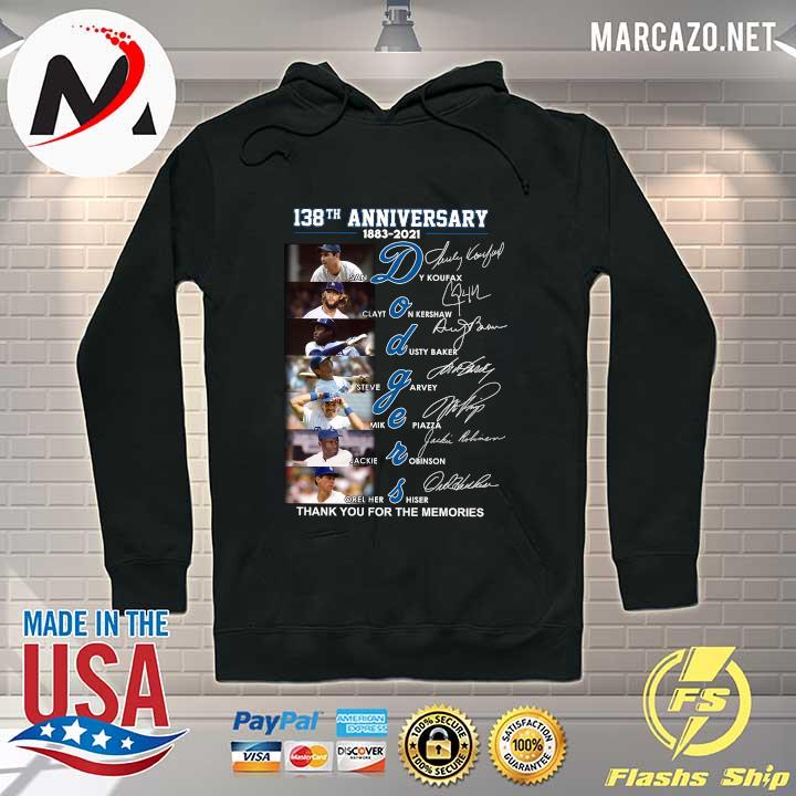 138th Anniversary 1883 - 2021 Dodgers Signatures Thank You For The Memories Shirt Hoodie