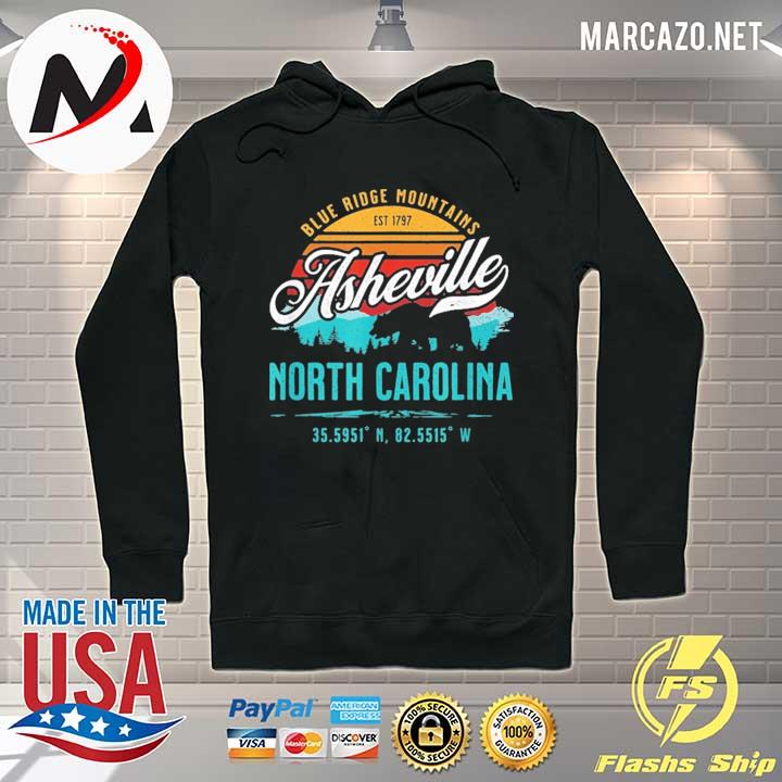 Asheville North Carolina Retro Blue Ridge Mountains Sun Bear Shirt Hoodie