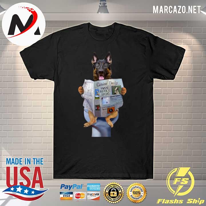 Original german shepherd toilet canine daily man bites dog shirt