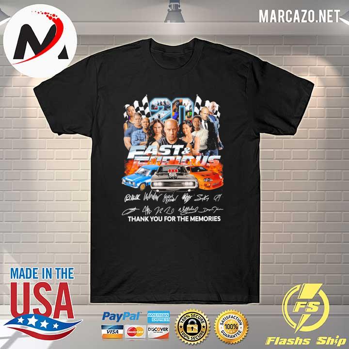 2021 20 Year Anniversary Racing Fast And Furious Signatures Thank You For The Memories Shirt