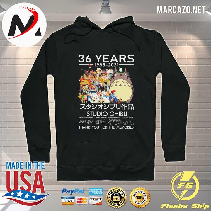 36 Years 1985 - 2021 Studio Ghibli Signatures Thank You For The Memories Shirt Hoodie