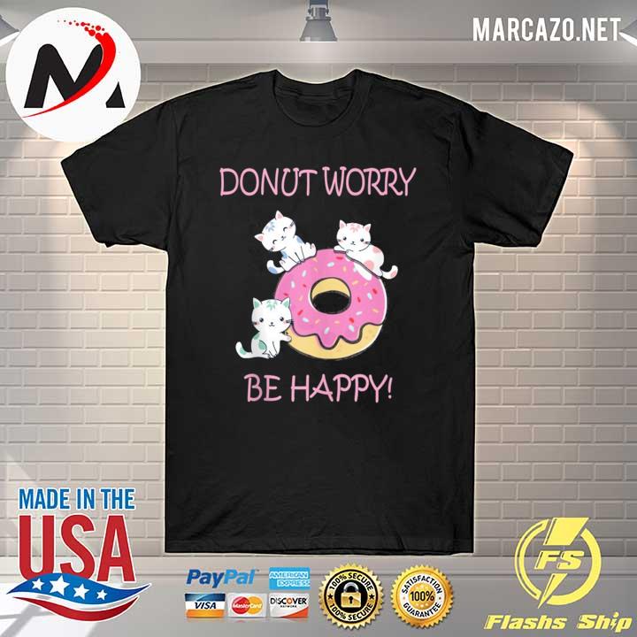 Donut worry be happy cute sweet kitty cat girl tank top shirt