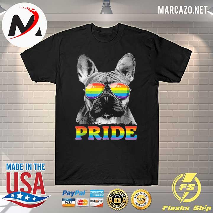 French Bulldog gay pride LGBT rainbow flag sunglasses lgbtq tank top shirt