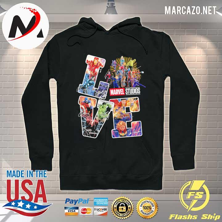 Love Heroes Art Marvel Studios Iron Man Captain America Thor Black Panther Signatures Shirt Hoodie