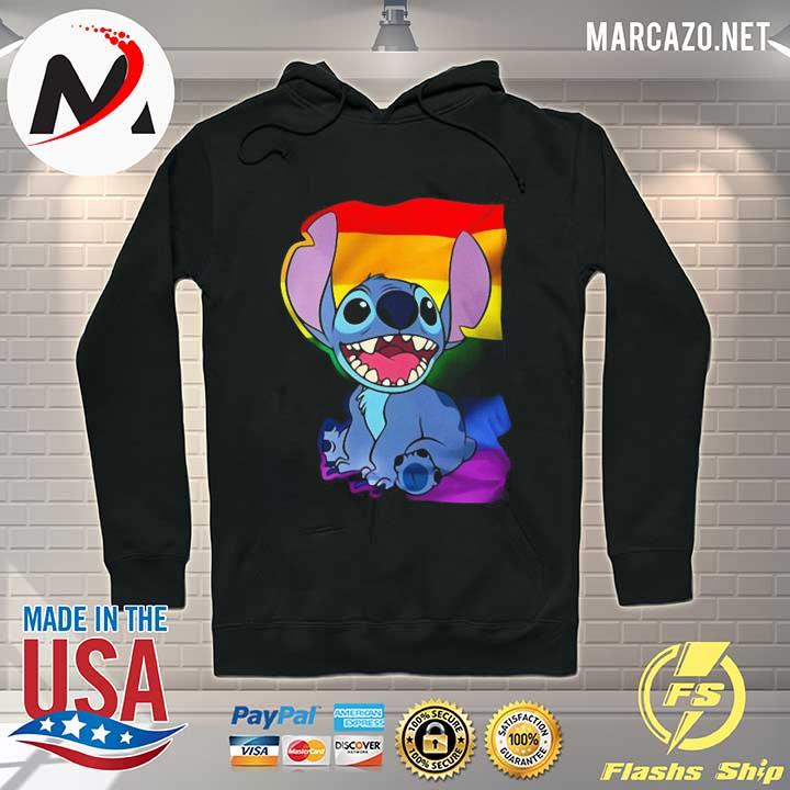 Stitch look up behind rainbow flag LGBT lilo and stitch Hoodie