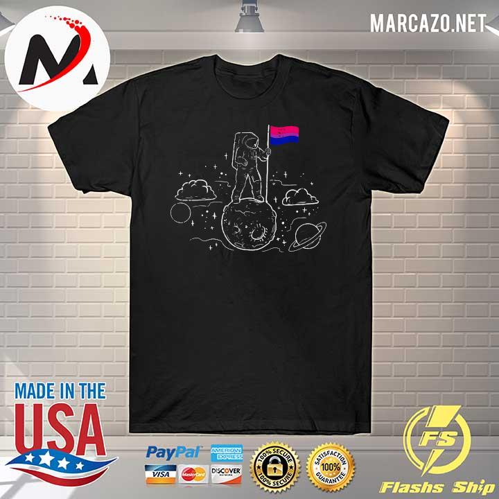 Astronaut Moon Bisexual Flag Space LGBTQ Gay Pride Ally Bi Shirt