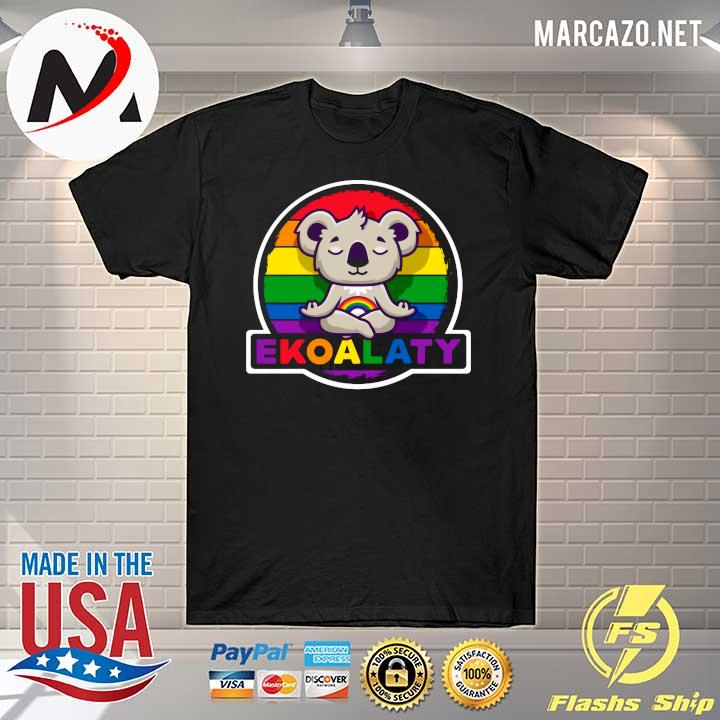 Ekoalaty lgbtq gay pride month meditation koala rainbow flag pullover shirt