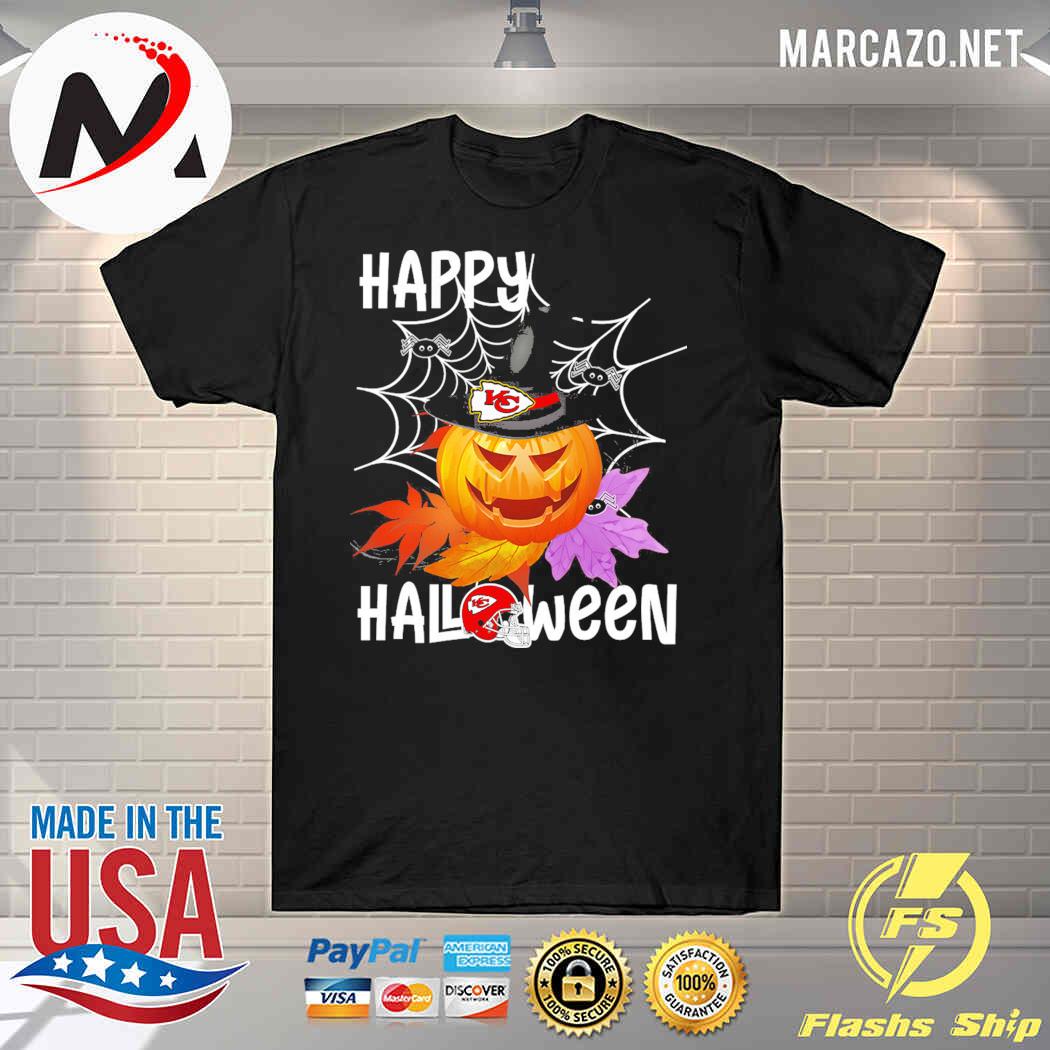 Happy Halloween Skeleton Dabbing Chiefs Kansas City Halloween Pumpkin Jack O Lantern Shirt