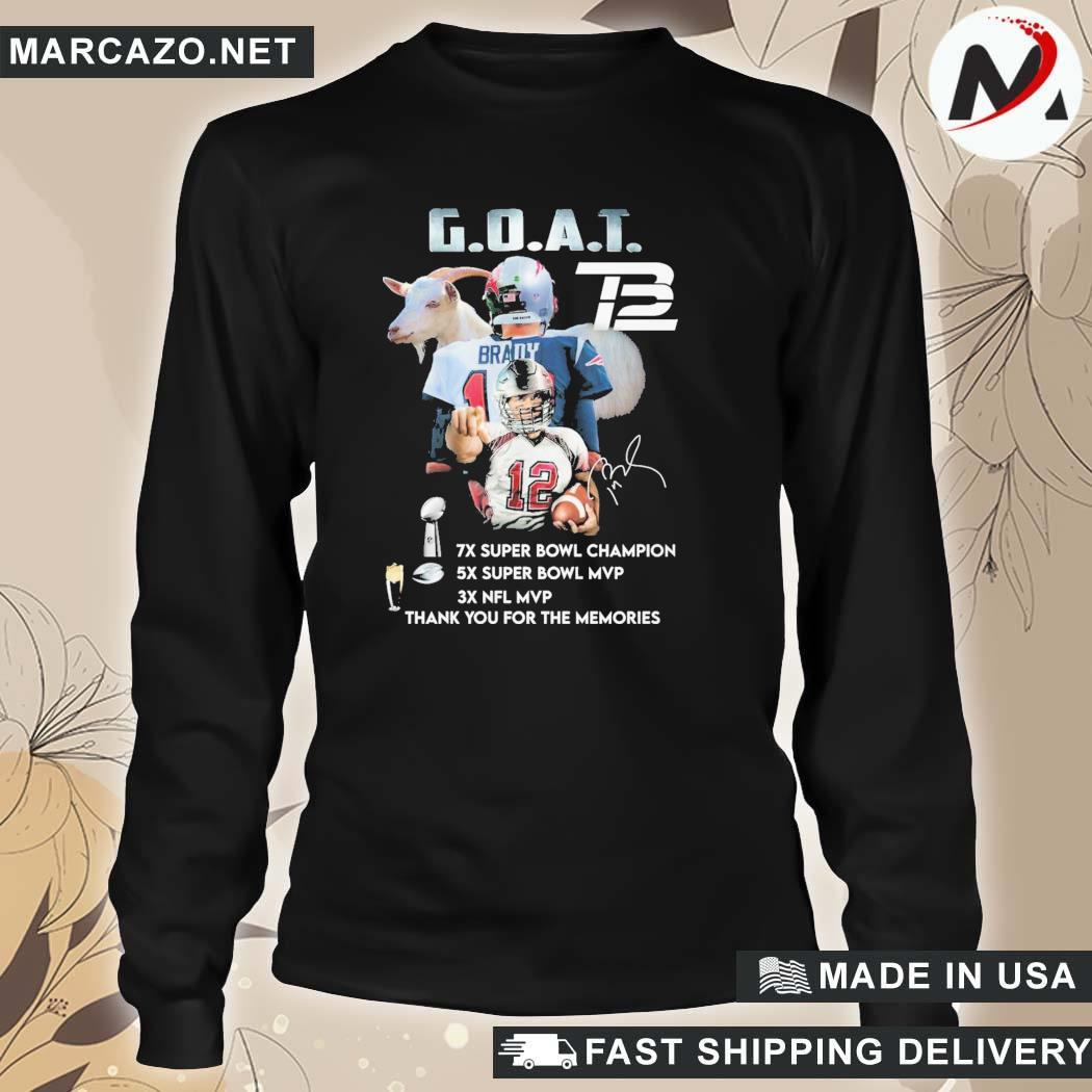 Tom Brady GOAT NFL MVP thank you for the memories signature shirt