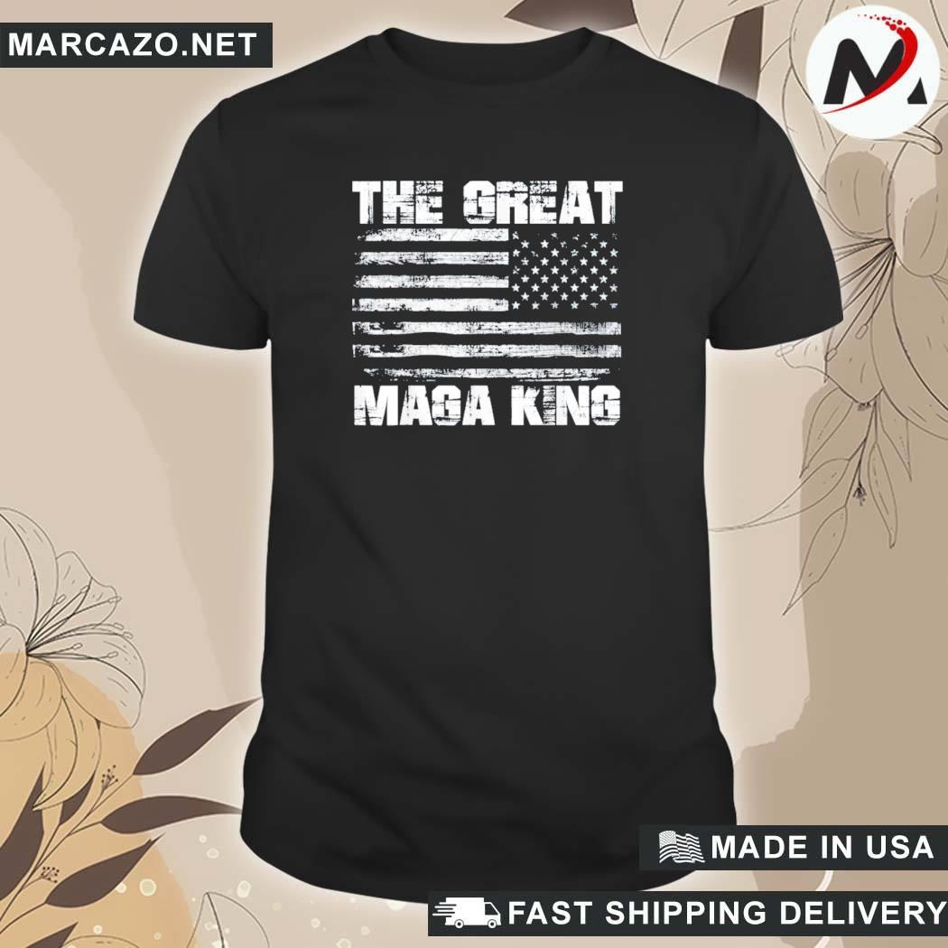 Official The Great Maga King Trump American Flag T-Shirt