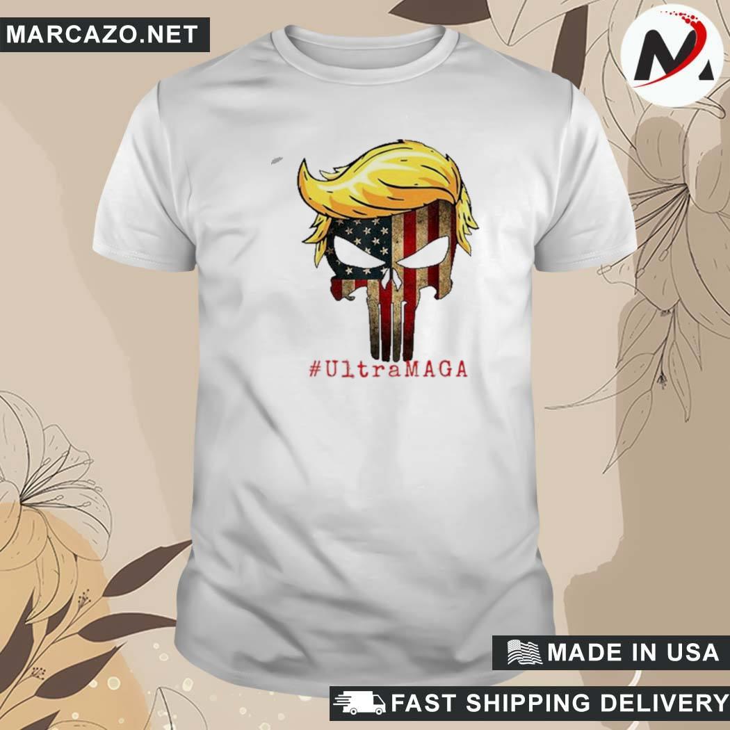Official Ultra Maga Funny Conservative Anti Biden Skull Trump Retro T-Shirt