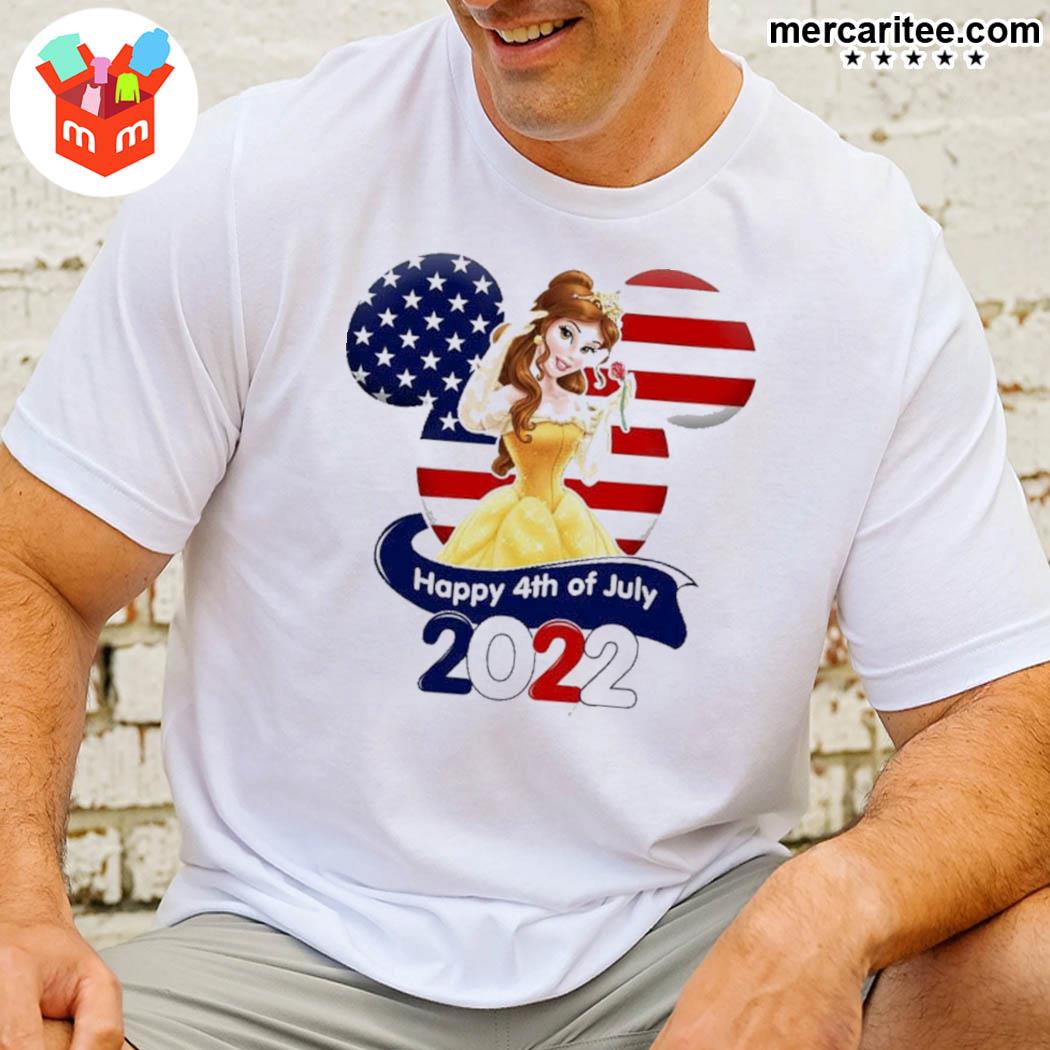 Belle Princess Flag 4th Of July Colorful Star War Graphic Cartoon Cotton S Clothing Men Women Kid Shirt