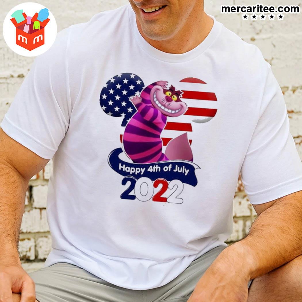 Cheshire Cat Flag 4th Of July Colorful Disney Graphic Cartoon Cotton S Clothing Men Women Kid Shirt