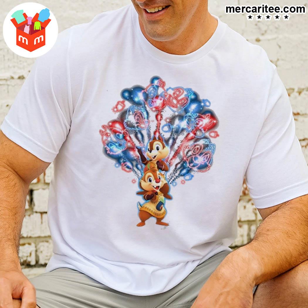 Chip And Dale Chipmunk Fireworks Colorful Disney Graphic Cartoon Cotton S Clothing Men Women Kid Shirt