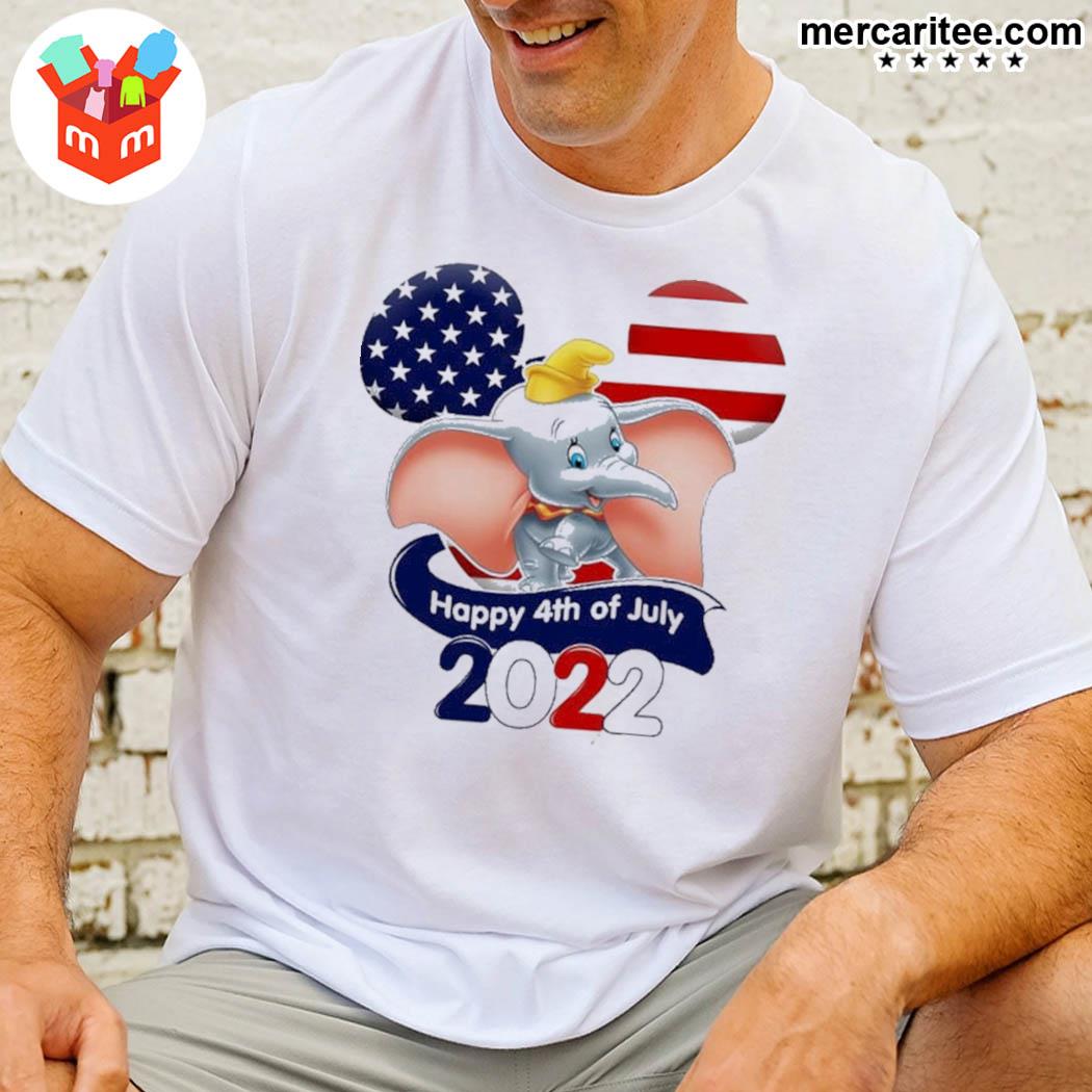 Dumbo The Elephant Flag 4th Of July Colorful Disney Graphic Cartoon Cotton S Clothing Men Women Kid Shirt