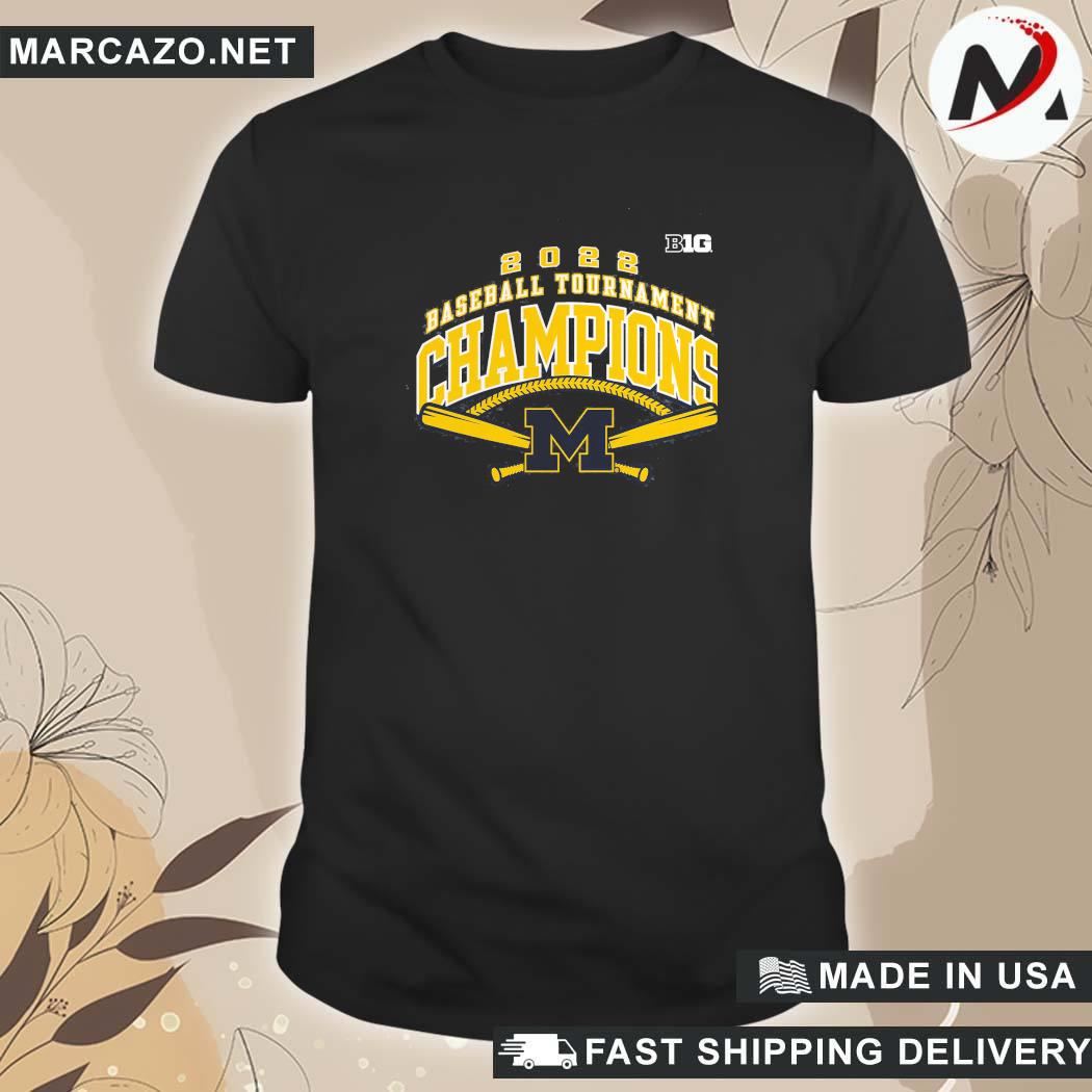Official Branded Charcoal Michigan Wolverines 2022 Big Ten Baseball Conference Tournament Champions T-Shirt
