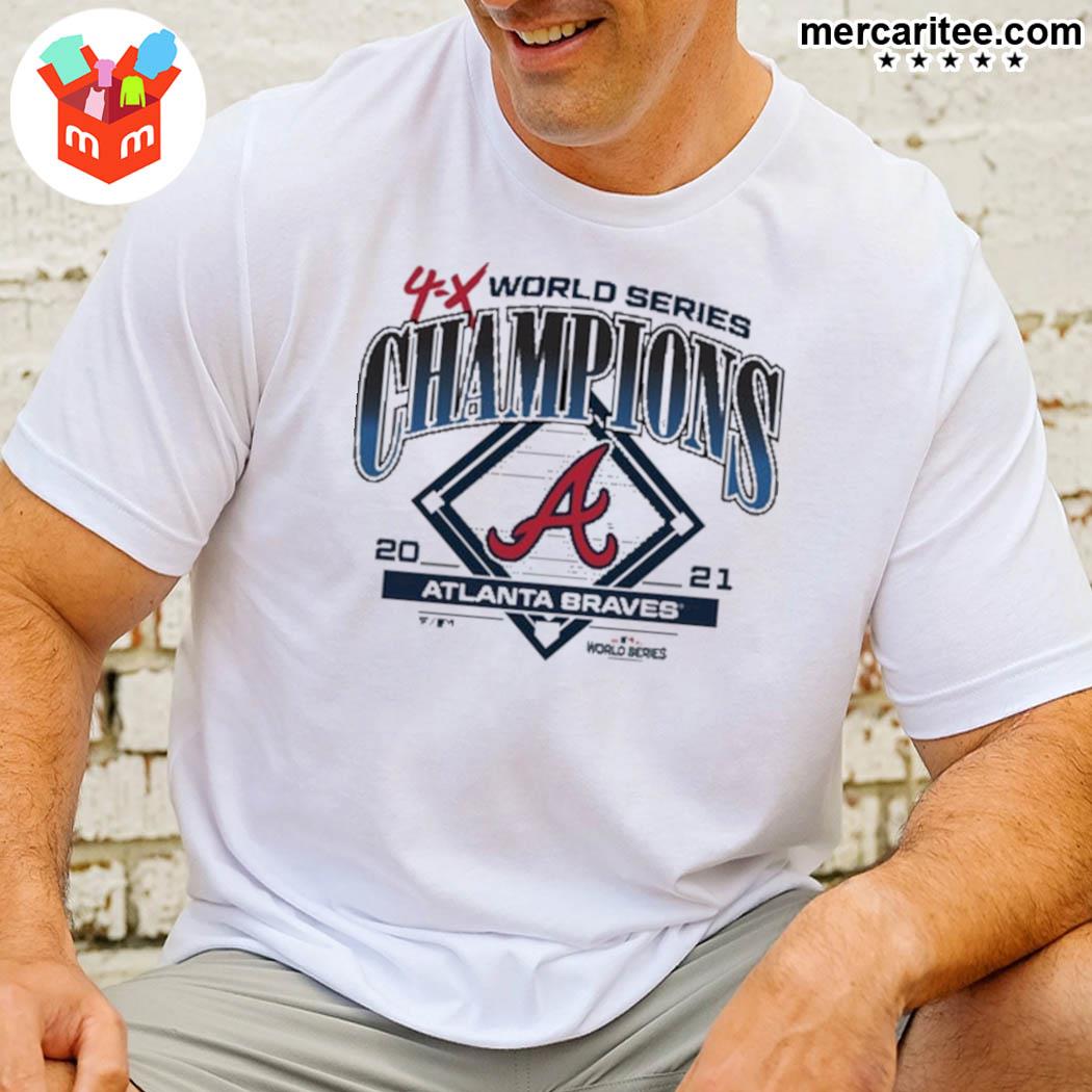 Official 4x Mlb Atlanta Braves 4time World Series Champions Trophy T-Shirt
