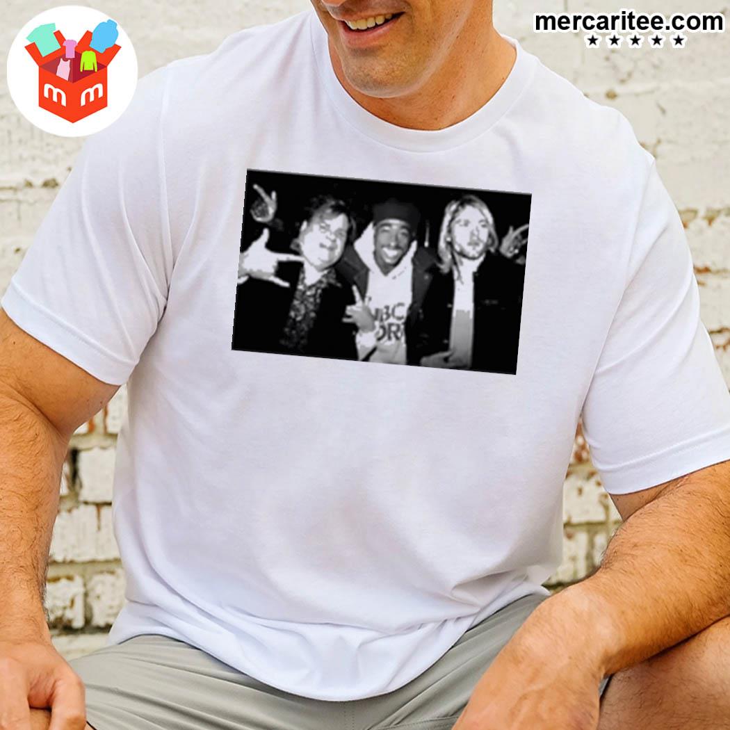 Official Chris Farley Kurt Cobain Nirvana 2pac Tupac Hanging Out T-Shirt