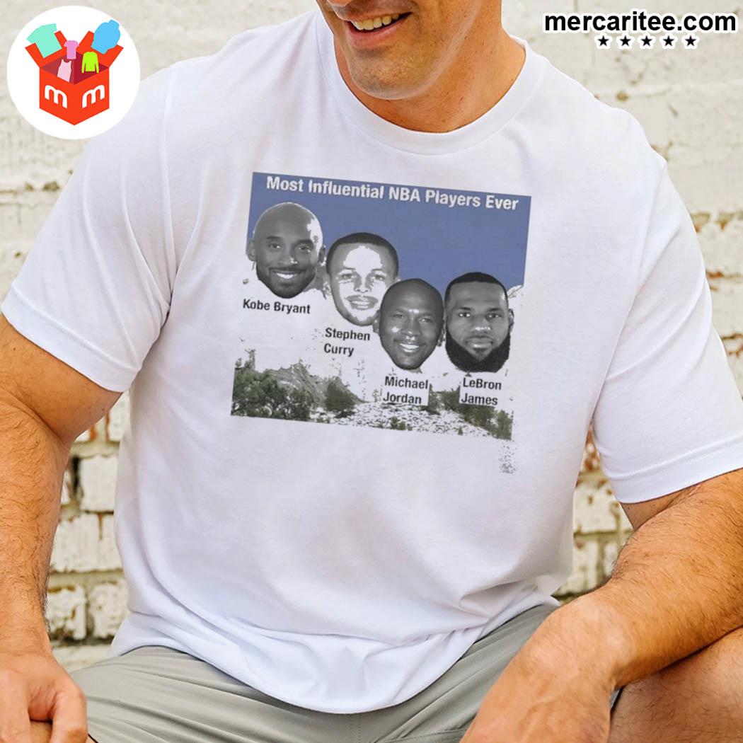 Most influential NBA players ever Kobe Bryant Stephen Curry Michael Jordan Lebron James t-shirt