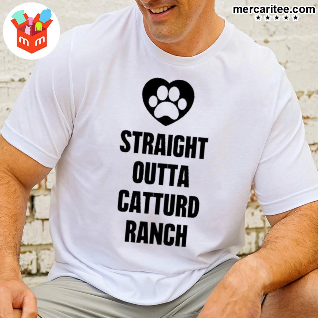 Straight outta catturd ranch dog dog's footprint t-shirt