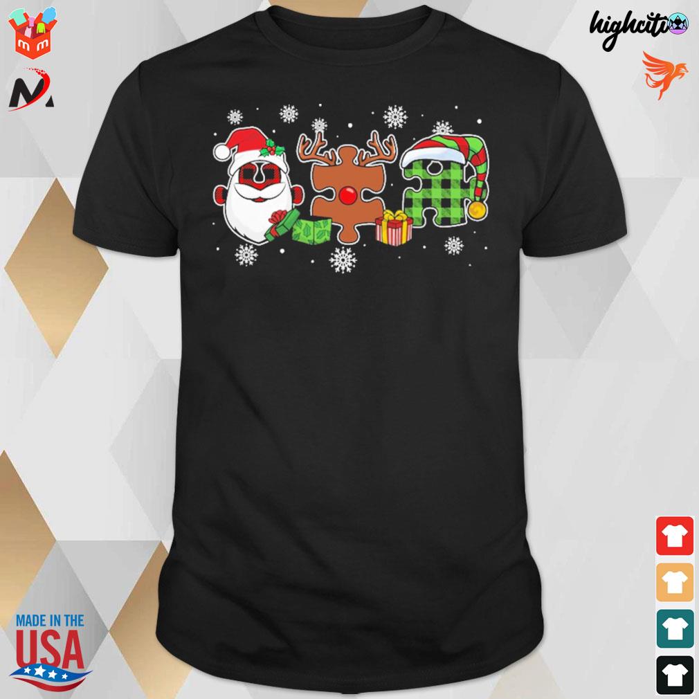 Autism awareness christmas santa deer gift box t-shirt