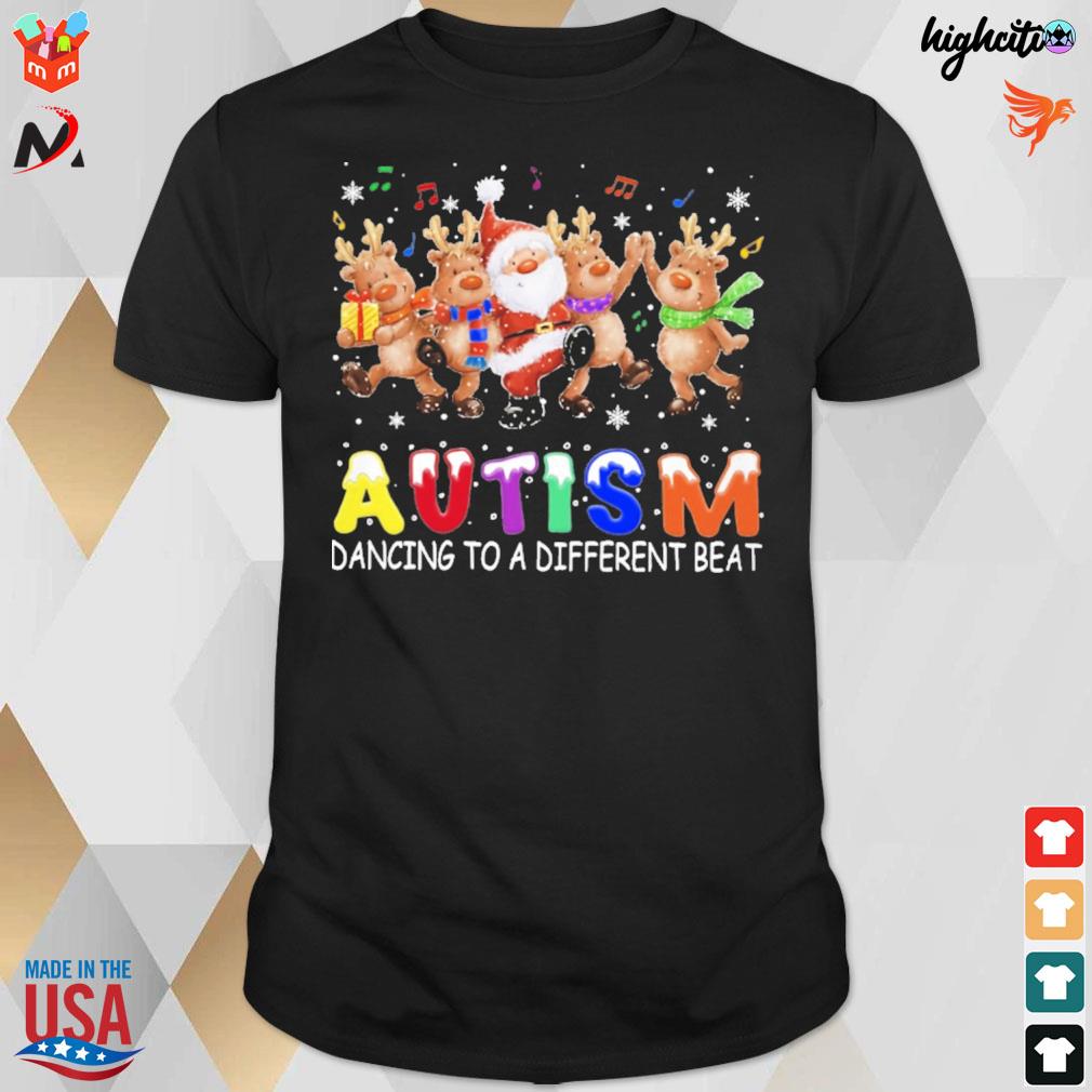 Autism dancing to a different beat santa christmas t-shirt
