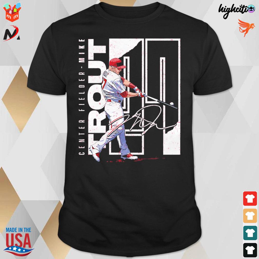 Baseball Mike Trout stretch center fielder signature t-shirt