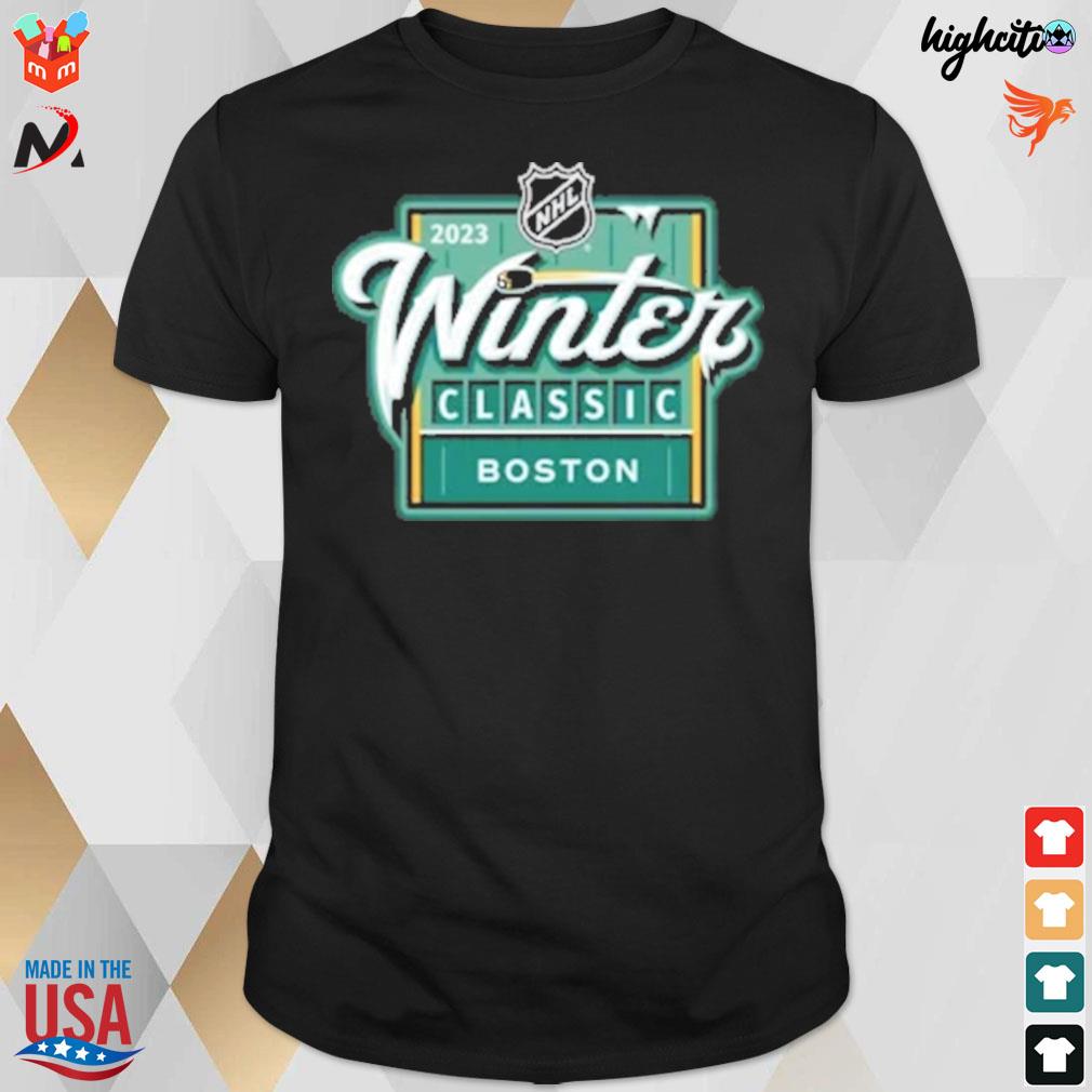 Boston Bruins vs. Pittsburgh penguins fanatics branded black 2023 nhl winter classic event logo t-shirt