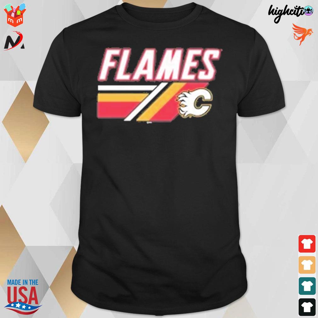 Calgary flames fanatics branded black team jersey inspired logo t-shirt