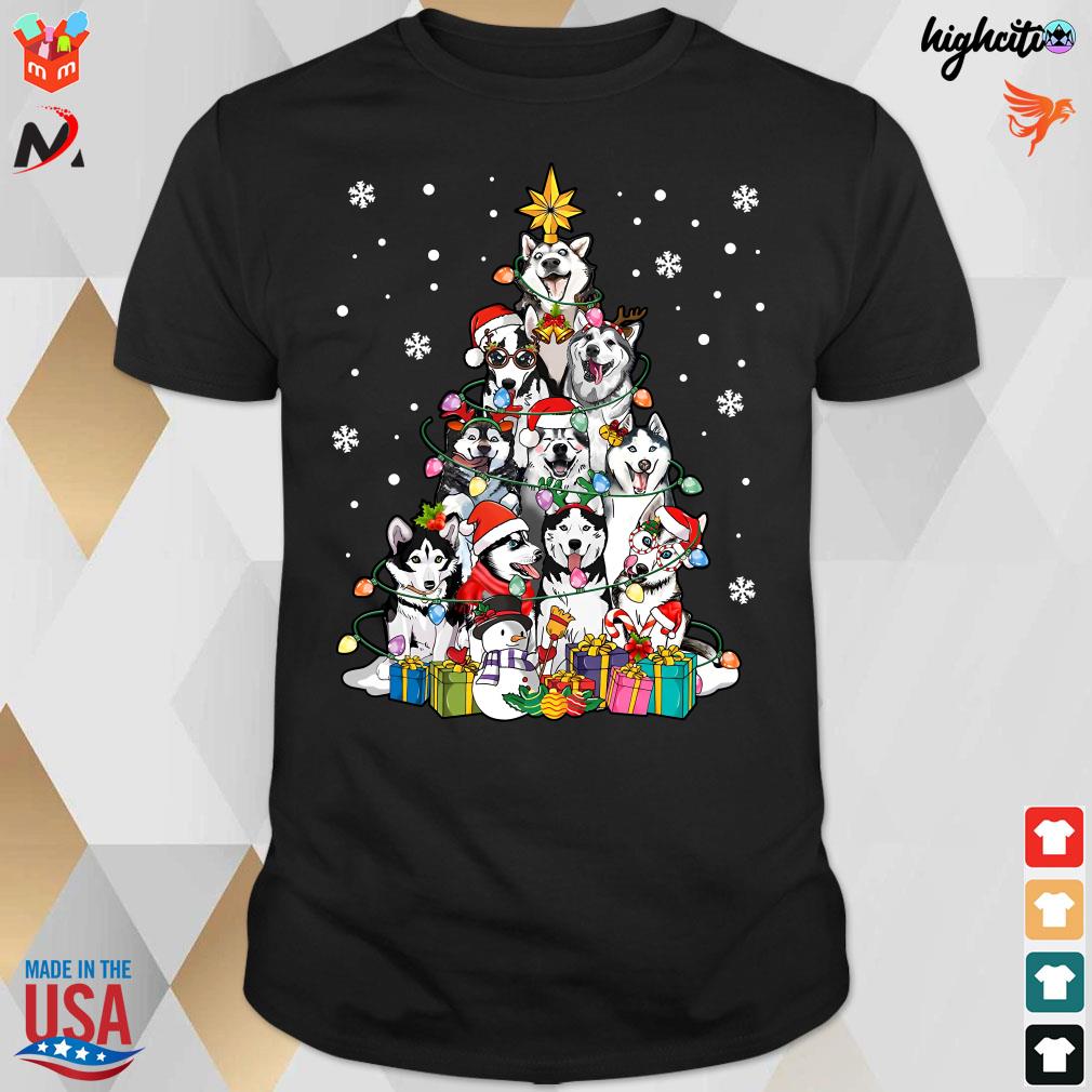 Funny husky dog christmas ornament tree merry christmas dog lovers sweatshirt T-shirt