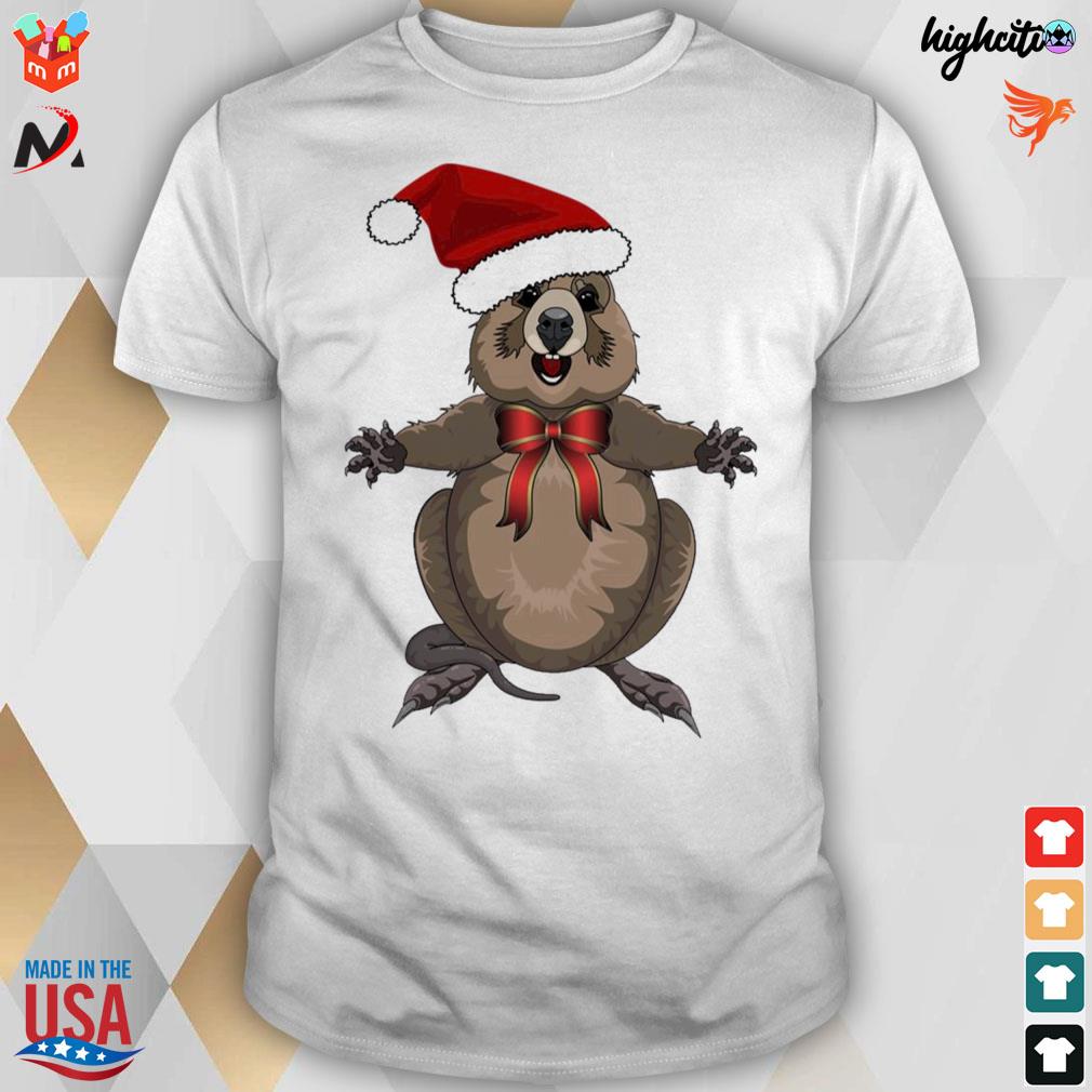 Happy Christmas quokka funny animals Christmas 2022 T-shirt