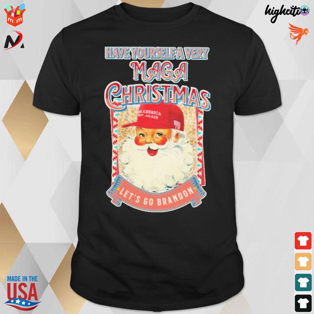 Have yourself a very maga Christmas let's go brandon Santa Claus t-shirt