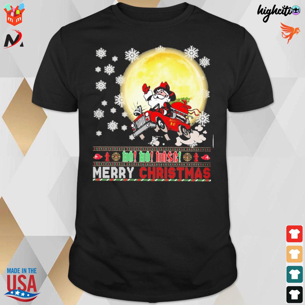 Ho ho hose Santa Claus and moon merry christmas ugly sweater t-shirt