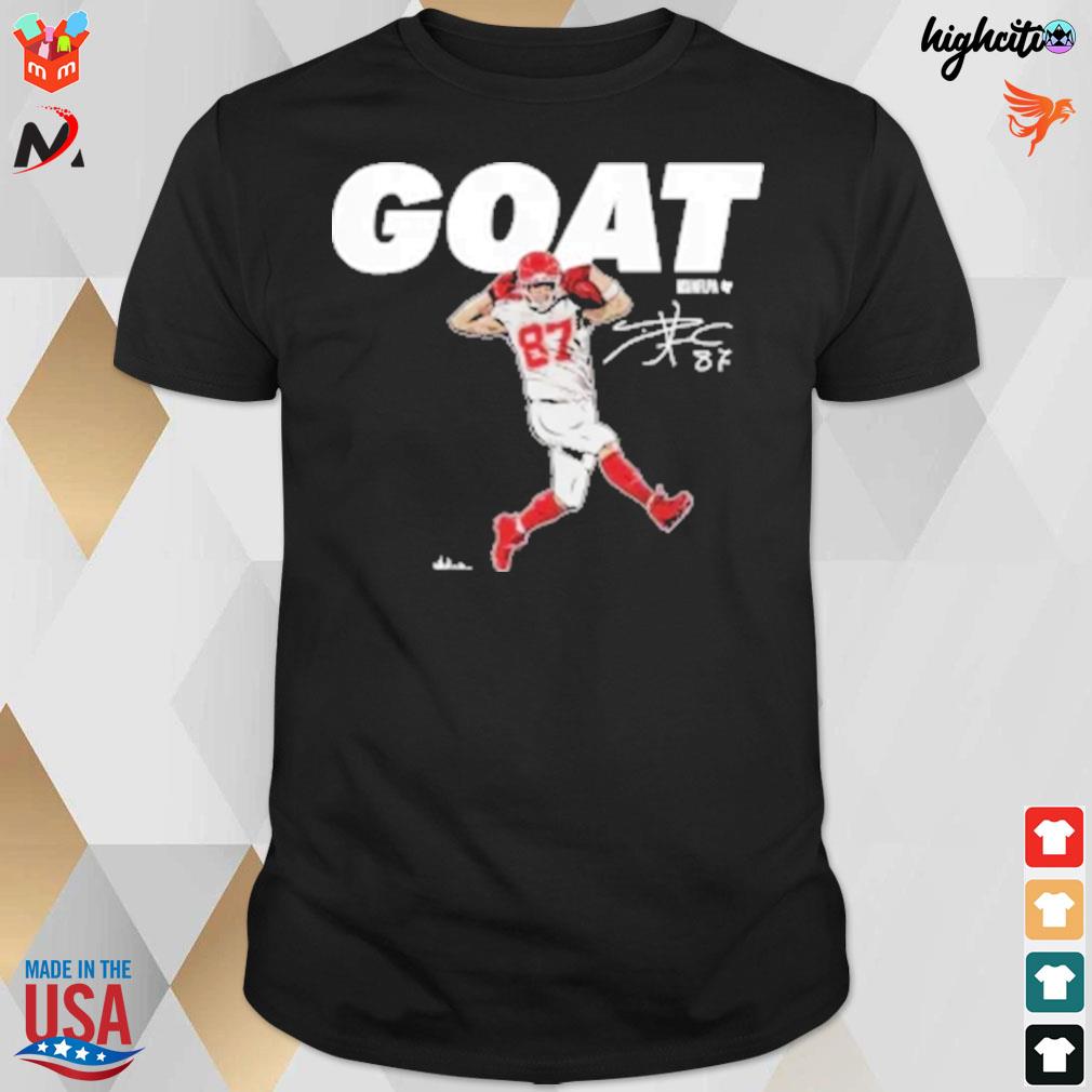 Kansas city Chiefs breakingt Travis Kelce goat te 87 signature t-shirt