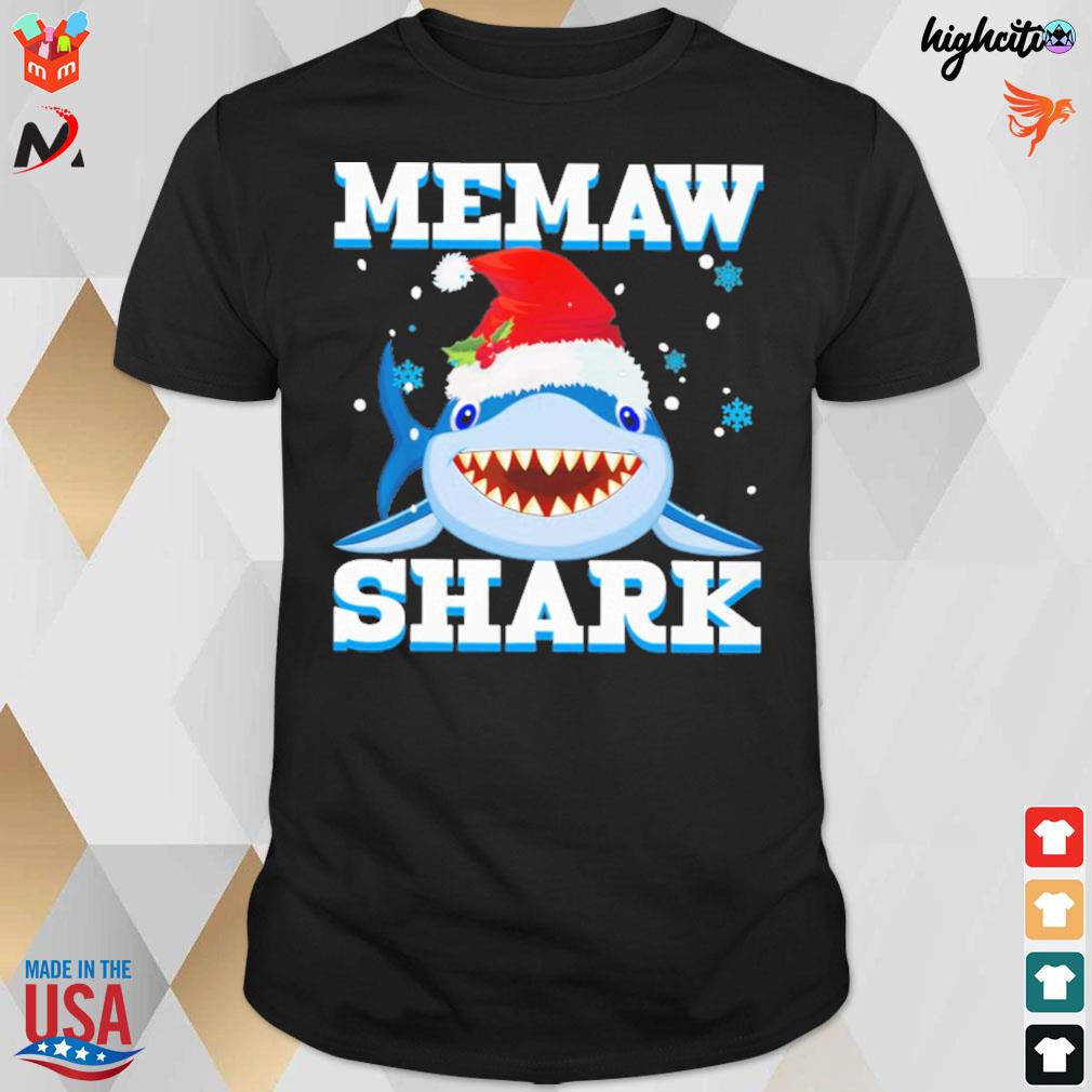 Memaw shark wear hat christmas t-shirt