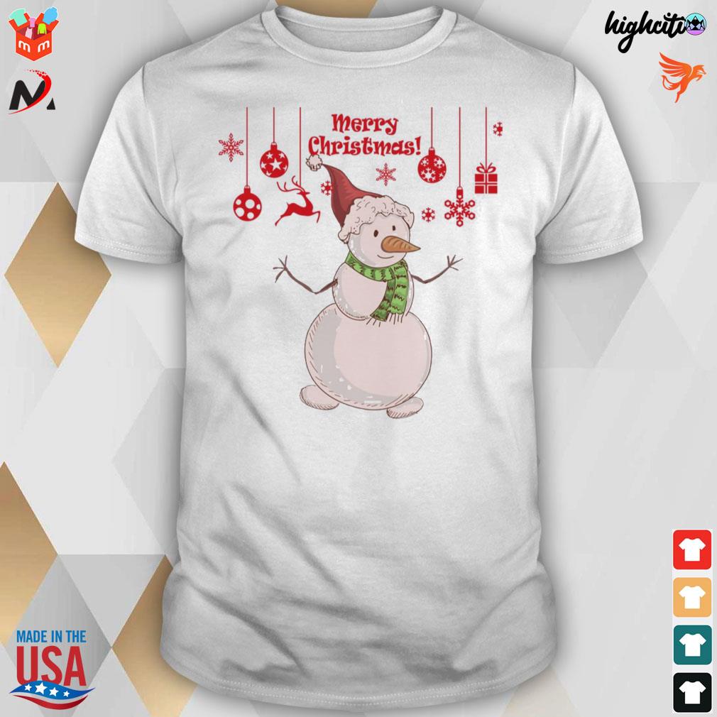 Merry Christmas and Happy 2023 new year frosty the snowman face T-shirt