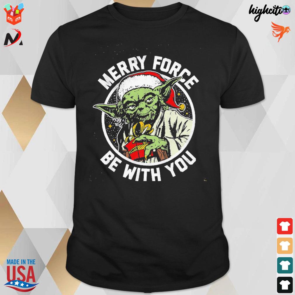 Merry force be with you Star Wars Christmas t-shirt