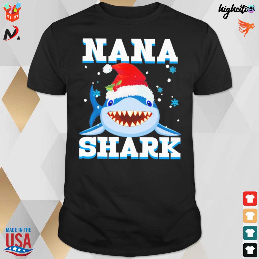 Nana shark wear hat christmas t-shirt