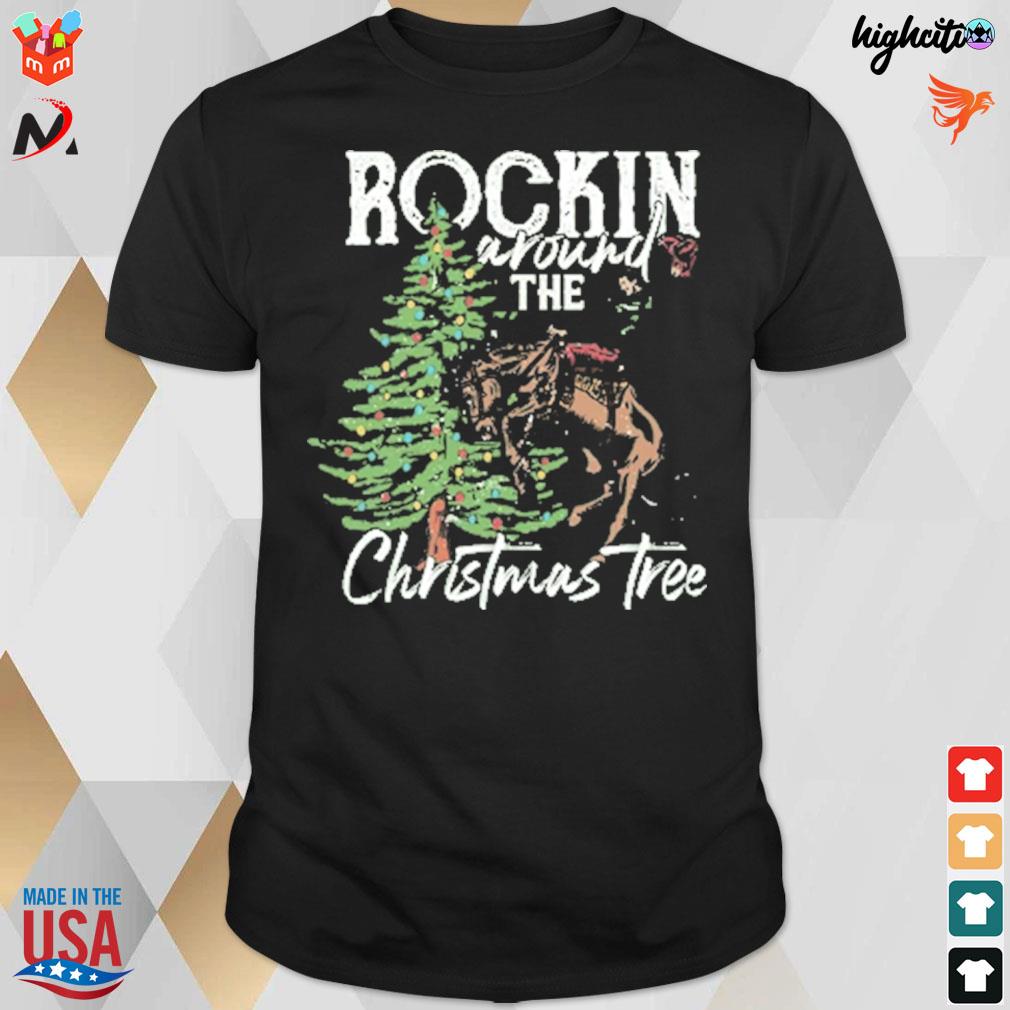 Rocking around the Christmas tree cowboy t-shirt