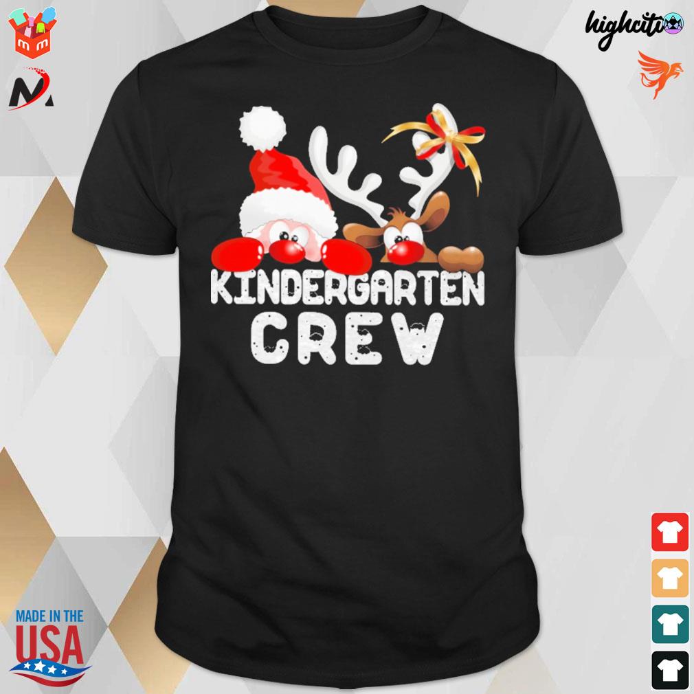 Kindergarten crew Christmas santa reindeer t-shirt