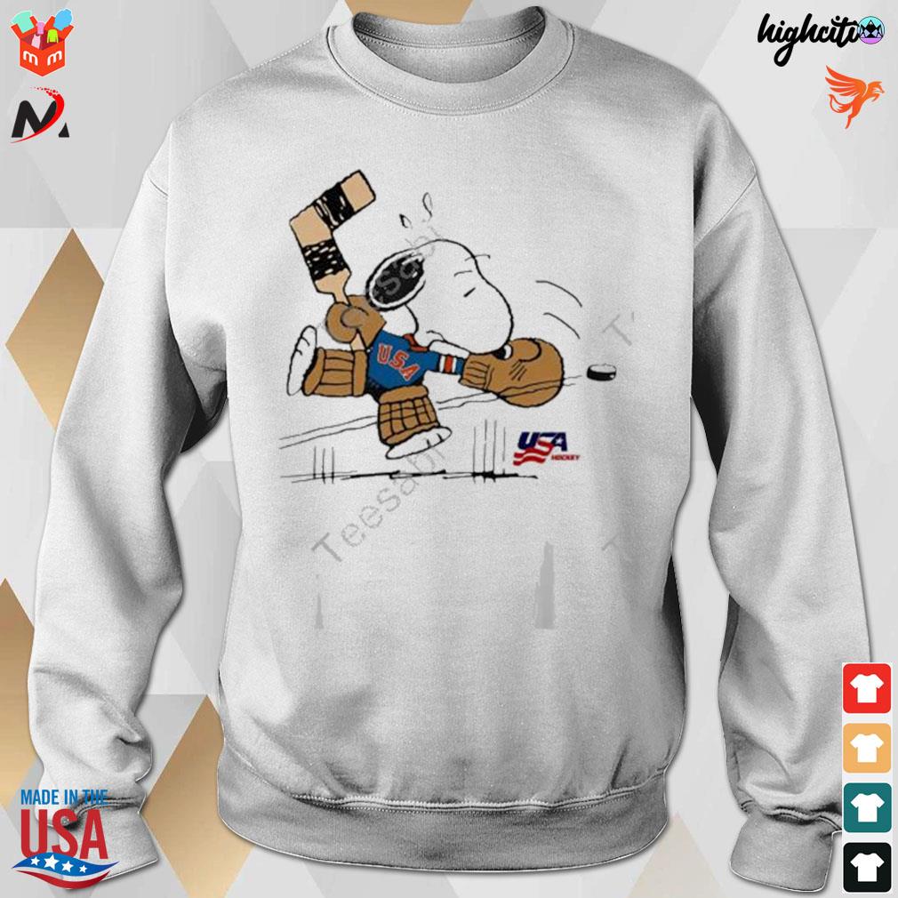 venijn Wanneer catalogus Streaker sport x Peanuts usa hockey Snoopy goalie t-shirt, hoodie, sweater, long  sleeve and tank top