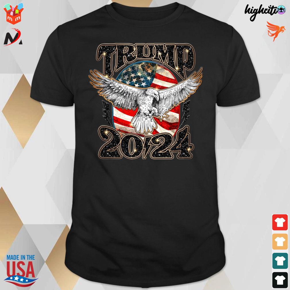 Trump 2024 eagle flag America star T-shirt