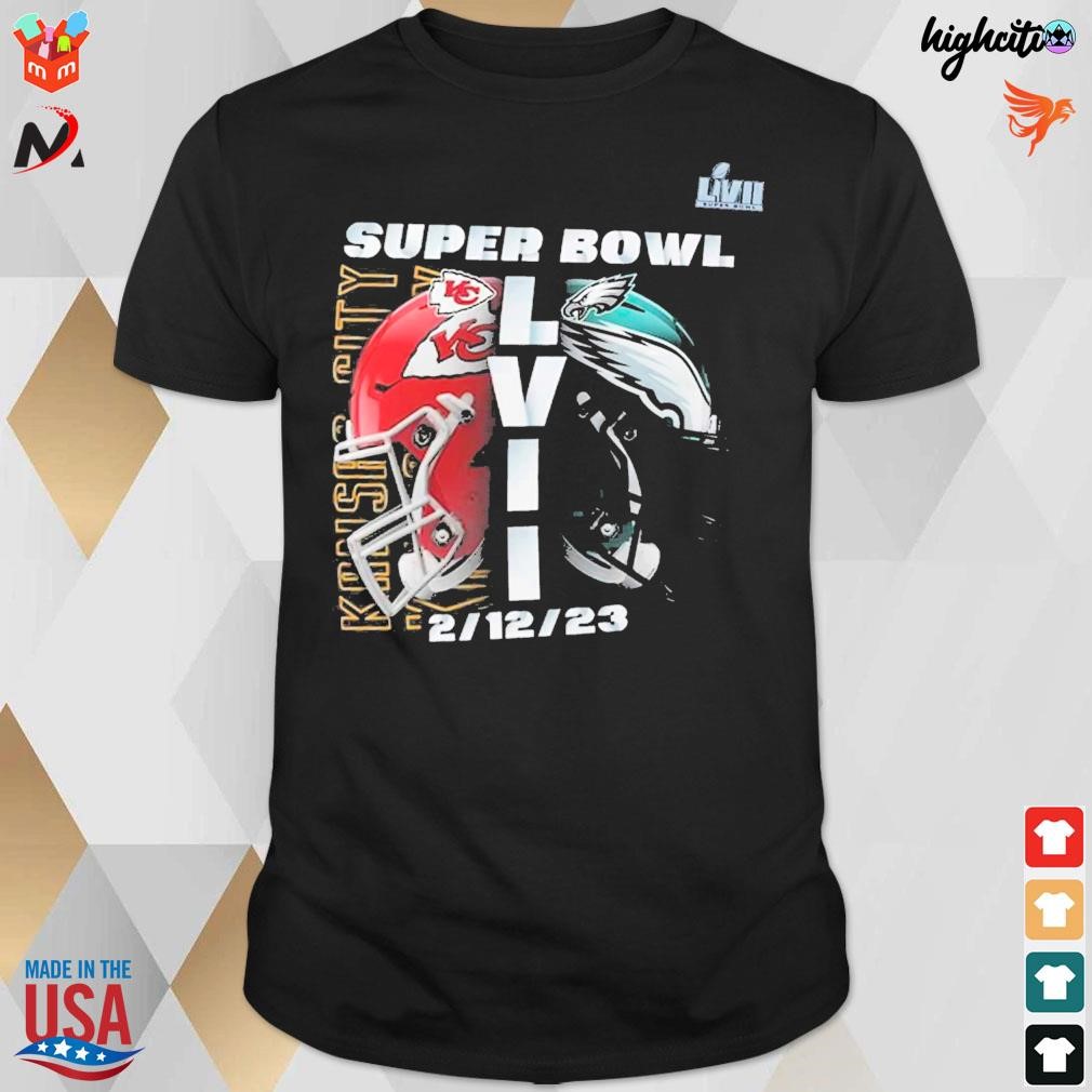 Kansas city Chiefs vs Philadelphia eagles super bowl lviI matchup helmet decals t-shirt