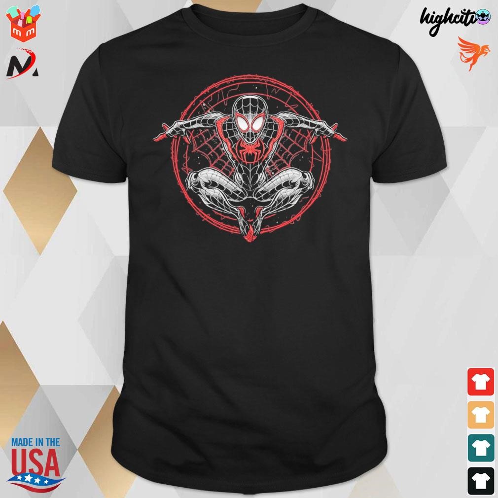 Web slinging in the multiverse miles morales spider-man t-shirt