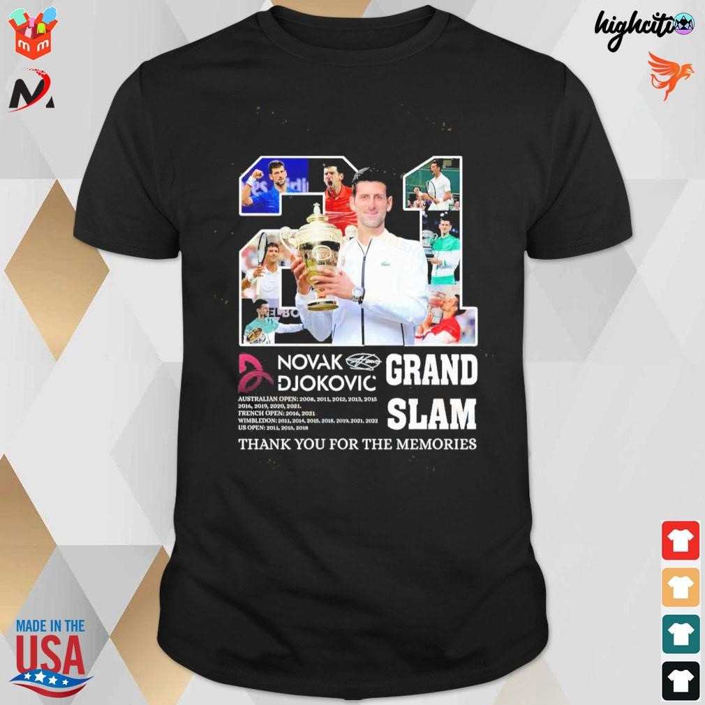 21 grand slam thank you for the memories Novak Djokovic t-shirt
